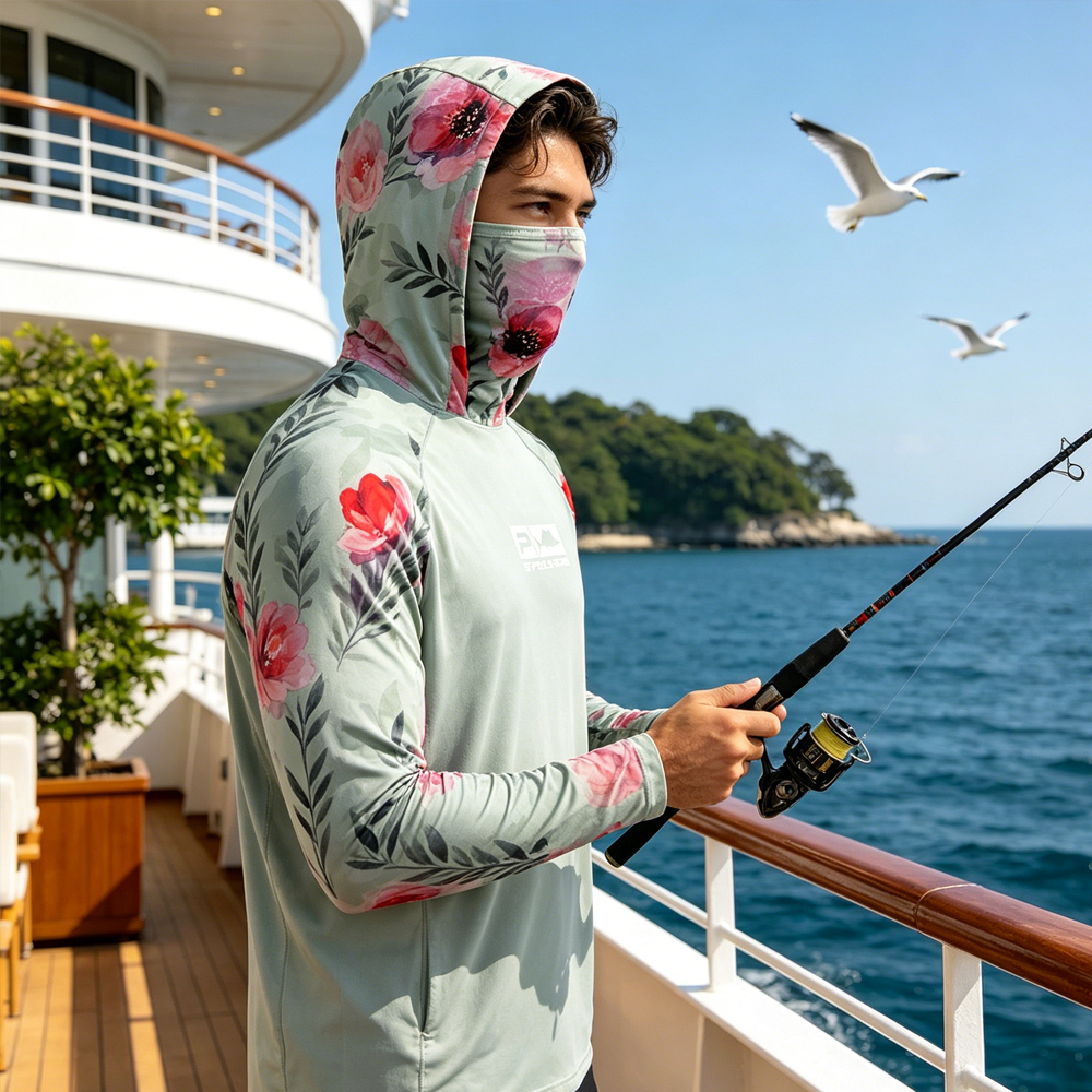 Fishing Mask Sun Protection - UPF50+ Men's Fishing Hoodie With Face
