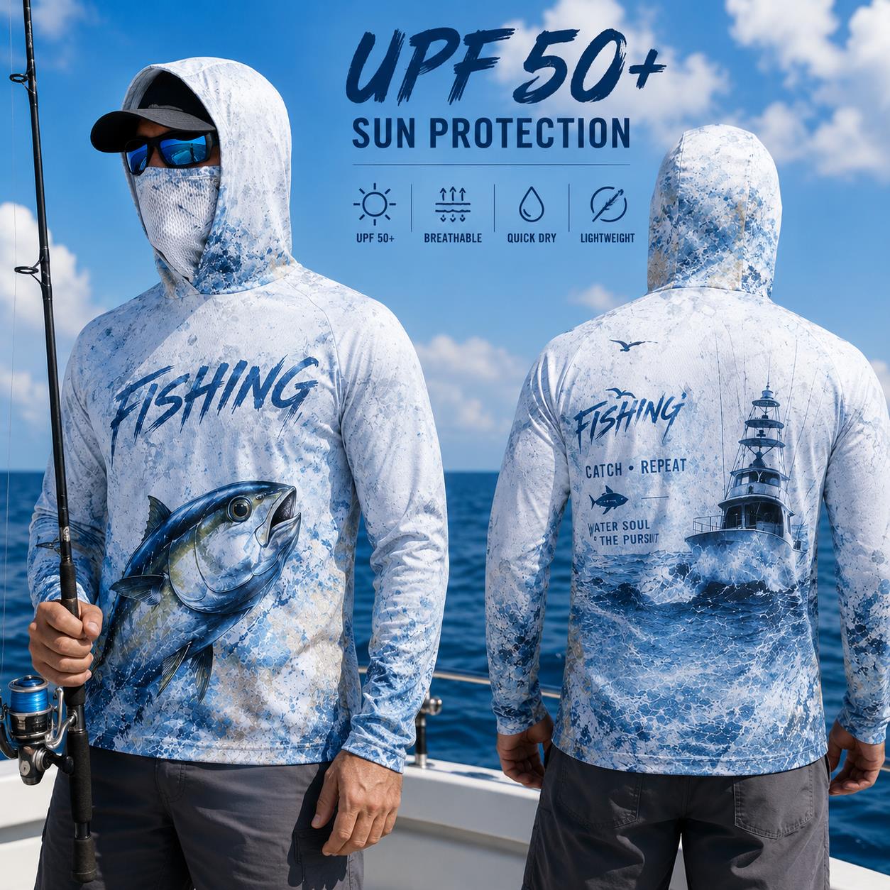 Fishing Hoodie Shirt Men Long  - Fishing Hoodie reseña y precio