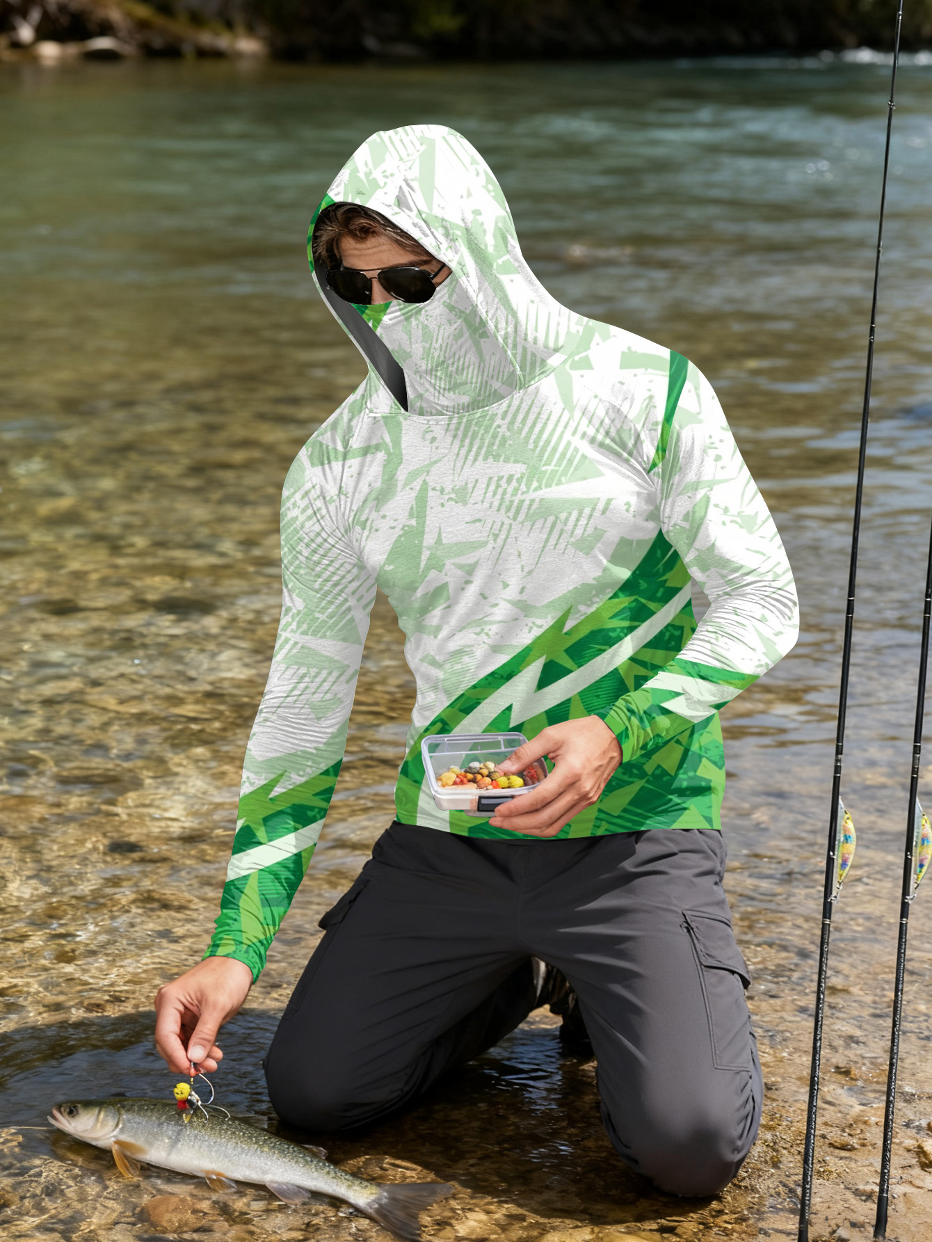 Men's Fishing Hooded Long-Slee - Fishing Shirt Uv Protection reseña y precio