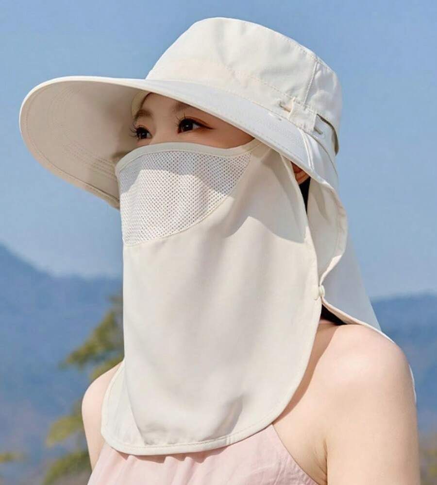 Women Wide Brim Sun Hat With F - Fishing Mask Sun Protection reseña y precio