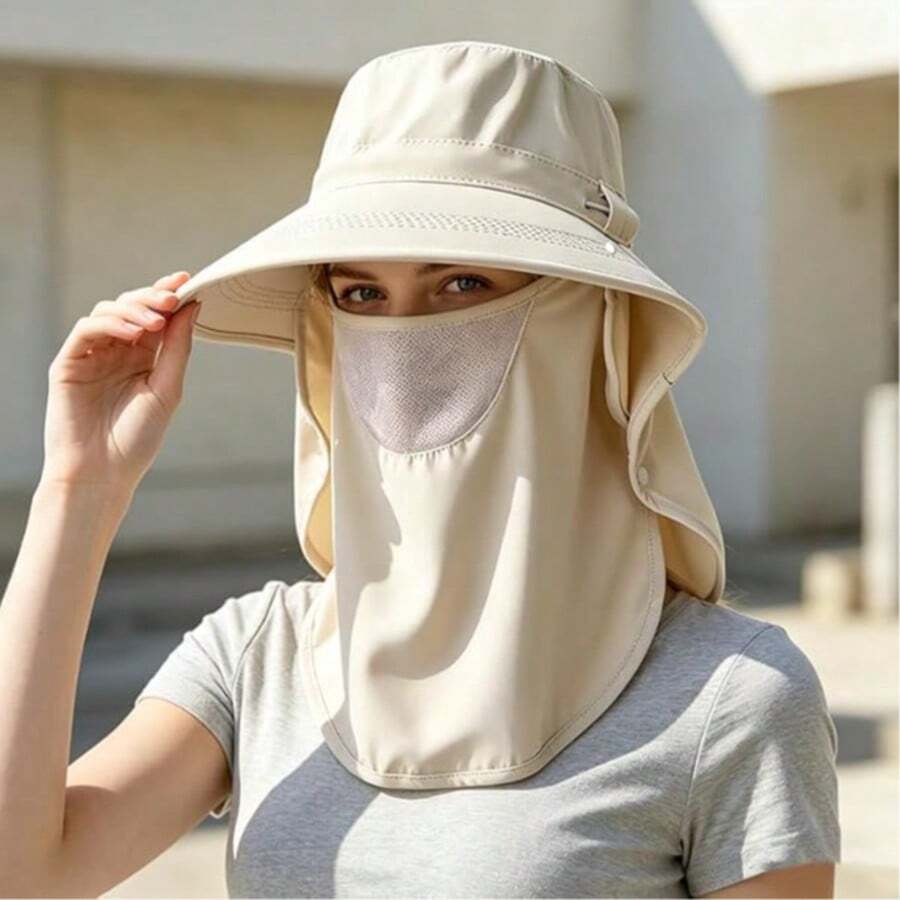 Women Wide Brim Sun Hat With F - Fishing Mask Sun Protection reseña y precio