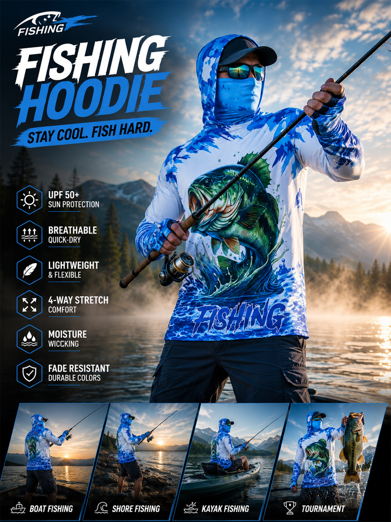 Fishing Hooded Shirt Upf 50 Fi - Fishing Hoodie reseña y precio