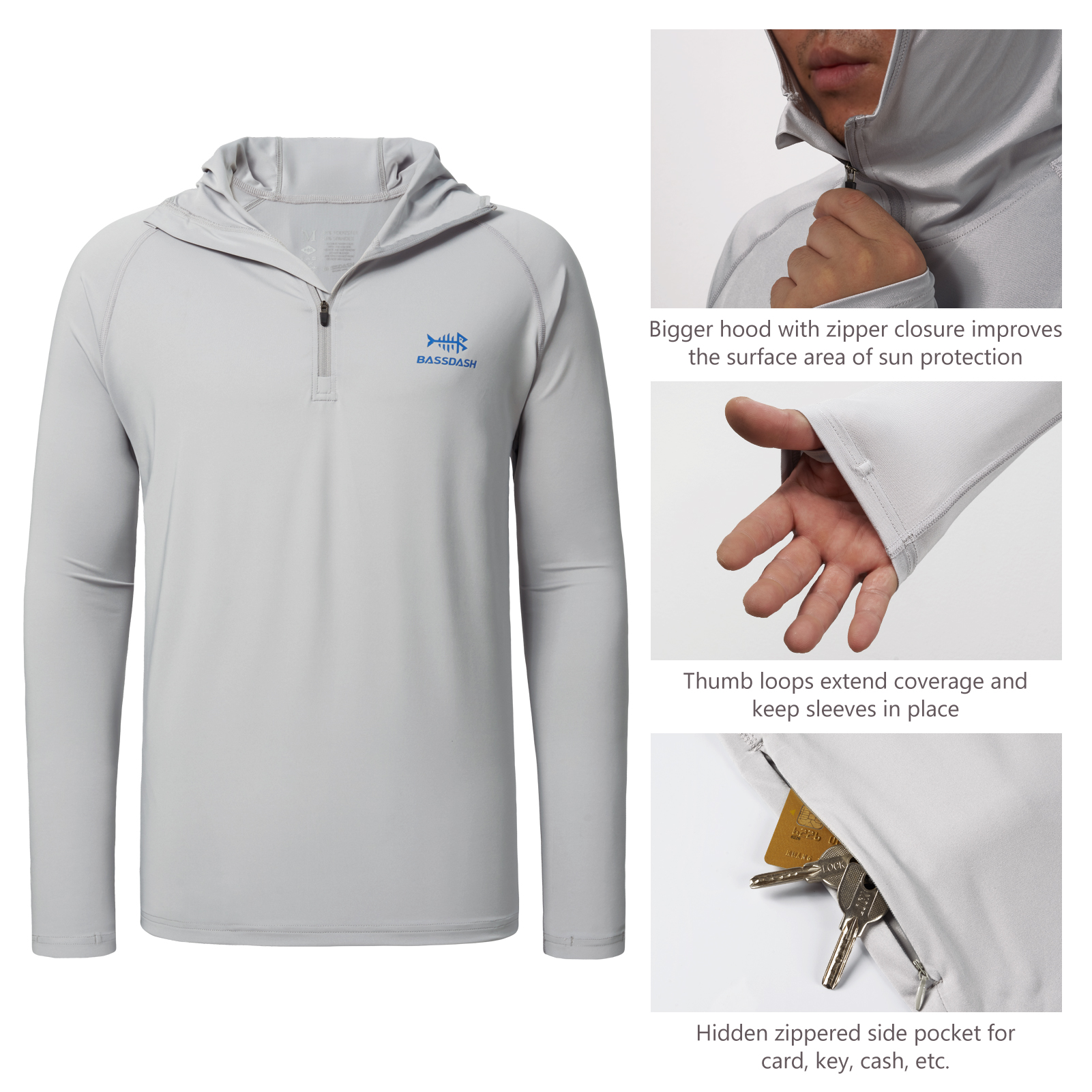 Bassdash Men’s UPF 50+ 1/4 Zip - Fishing Hoodie reseña y precio